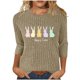 thumbnail image 1 of Camiseta de Cuello Redondo Impresa Casual de Manga 3/4 de Mujer Y Blusas, Tops de Moda de Otoño E Invierno, 1 of 7