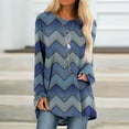 thumbnail image 3 of Long Sleeve Shirts for Women Dressy Casual Crew Neck Hem Flowy Tops Color Block Geometry Printed Oversized Loose Tunic Shirts Graphic Tees for Spring Fall #B06-Orange S, 3 of 5