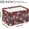thumbnail image 3 of GZHJMY Colorful Flowers Foldable Canvas Storage Bin, Sturdy Fabric Storage Basket with Handles, Storage Cube Box for Organizing Shelf Nursery Toy Closet 2PCS#633, 3 of 7