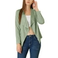 thumbnail image 6 of INSPIRE CHIC Women's Faux Suede Long Sleeve Draped Front Moto Jacket XS Pea Green, 6 of 7