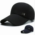 thumbnail image 5 of Adjustable Men's Sports Cap Stylish Golf Cap M Letters Long Brim Snapback Hat Leisure Casual Breathable Sunscreen Peaked Cap Letter Baseball Cap Dad Hat Polo Cap Adjustable Unisex Cotton One Size, 5 of 7