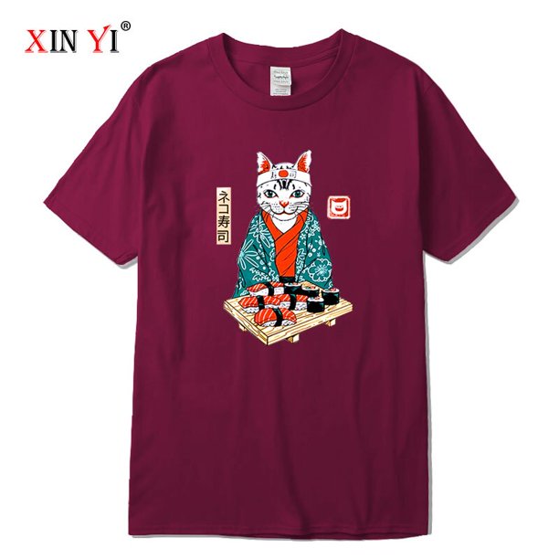 XIN YI-Camiseta de anime de alta calidad para hombre, camisa informal holgada de manga corta con cuello redondo, 100% algodón qym unisex