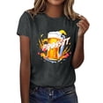 thumbnail image 2 of Womens Stretch T-Shirt with PROST Beer Graphic, Short Sleeve Casual Tee for Oktoberfest & Festivals, Relaxed Fit Polyester Spandex, Gray,Size 2XL, 2 of 3