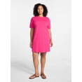 thumbnail image 2 of Time and Tru Women's Cotton T-Shirt Dress with Short Sleeves, Sizes XS-XXXL, 2 of 6