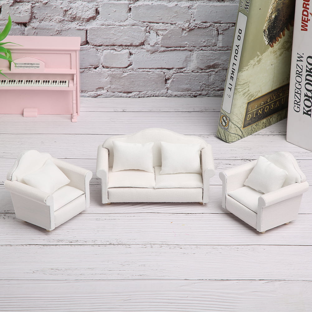 3PCS/Set Dollhouse Miniature Sofa Coffee Table Furniture Living Room Kids Doll 