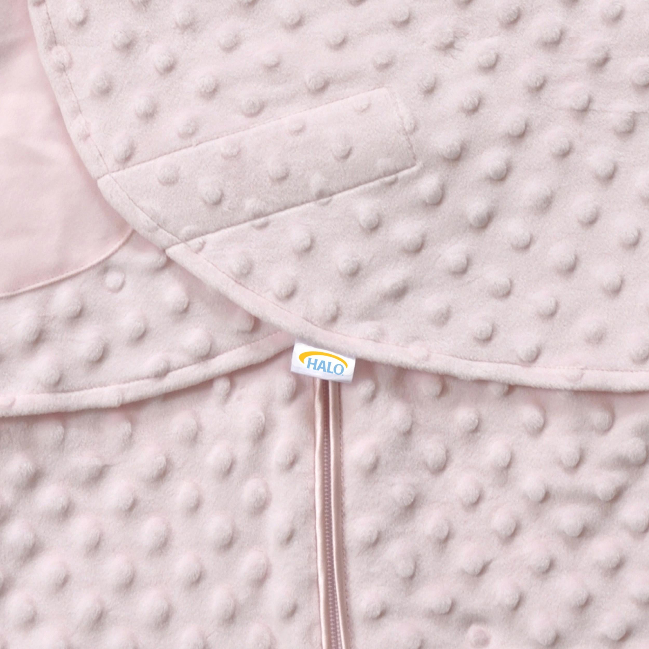 HALO SleepSack Swaddle, Plushy Dot Velboa, Pink, Girls, Newborn, 0-3 Months
