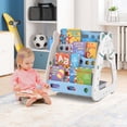 thumbnail image 4 of Costway 3-In-1 Kids Art Easel with Stool Magnetic Dry-Erase Board with Book Rack Blue, 4 of 10