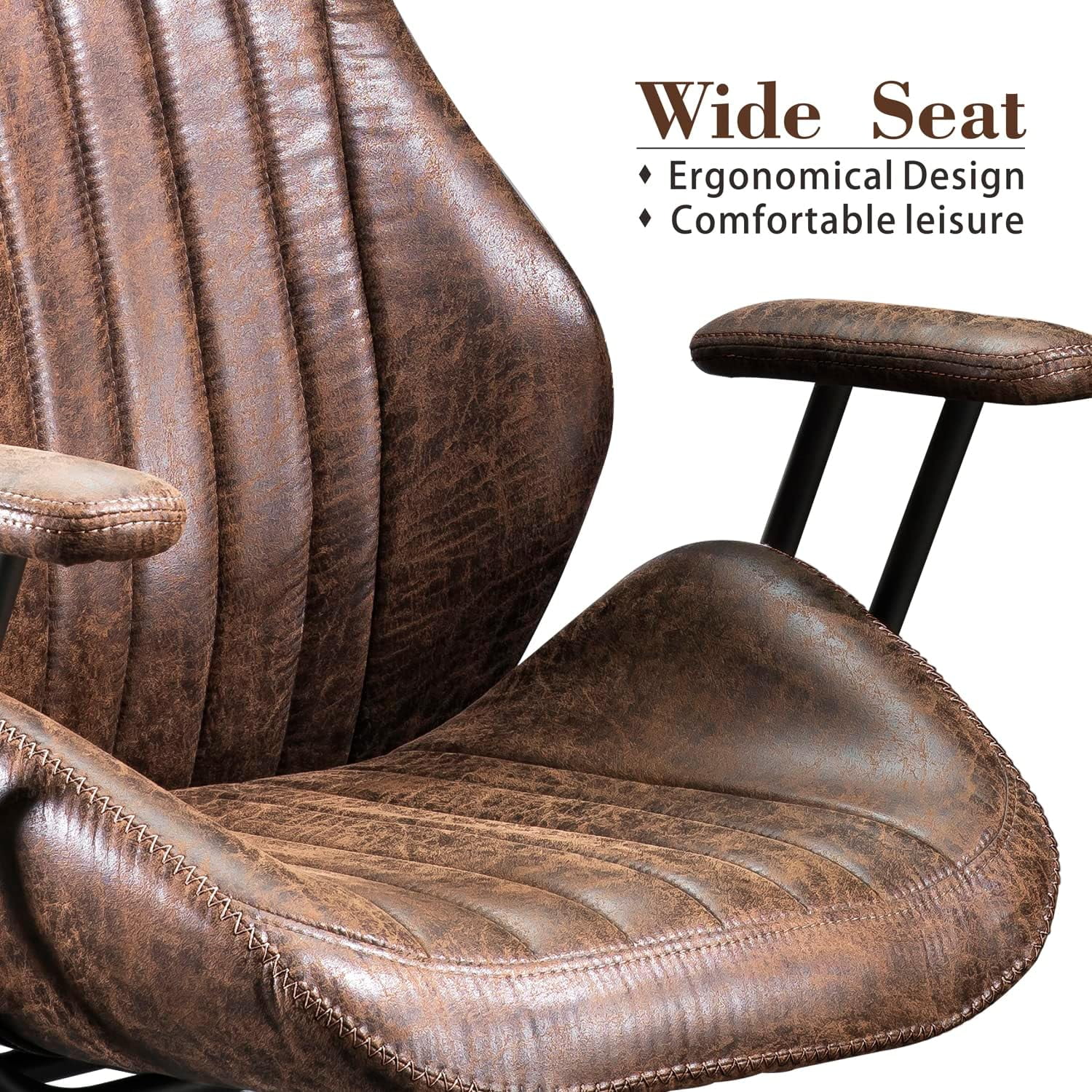 XIZZI Ergonomic Computer High Back Chair, Adjustable Office Desk Chairs Home Suede Fabric Chair-Brown