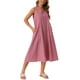 thumbnail image 4 of Vestidos sin mangas de cuadros para mujer Inspire Chic, vestido midi de gingham con ajuste holgado y bolsillos, atuendos de verano XL rojo, 4 of 6
