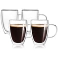 thumbnail image 1 of Taza para Cafe Doble pared Vidrio, Tazas para Cafe Espresso con Asa, Vasos pared Vidrio Transparentes para Capuchino, Café Expreso, Té, Ideales para Regalo, 1 of 4