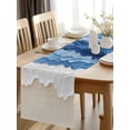 thumbnail image 2 of Watercolor Coastal Blue White Ocean Water Table Runner-36 Inch Long Abstract Beach Table Runners Linen Burlap Tablerunner for Kitchen Dining Room Holiday Party, 2 of 9