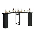 thumbnail image 4 of PHOYAL Fluted Kitchen Bar Table, 55.11" Long Half Oval Counter Height Pub Table for Dining Room Living Room, Black, 4 of 6