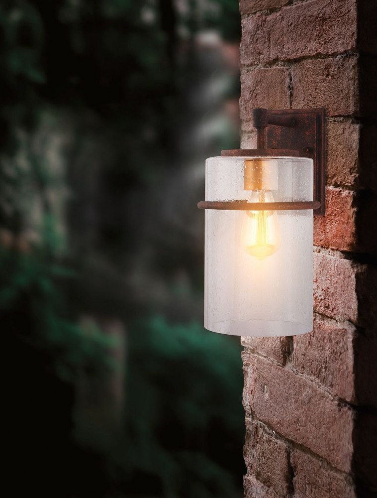 Eglo Lighting - Brandel - 1 Light Outdoor Wall Sconce - Rust - Clear Seedy - 8 - image 2 of 4