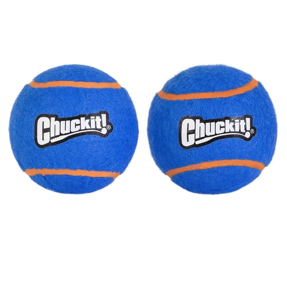 Chuckit! Squeaker Dog Tennis Balls Fetch Toy for Dogs, Extra Large 3.5" for Pets 90 lbs, Blue, Pack of 2