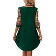 thumbnail image 4 of Plus Size Spring Clothes for Women Midi Dress With 3/4 Sleeve Floral Embroidery Casual Knee-Length A-Line Dress, 4 of 6
