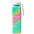 thumbnail image 1 of Plegable Silicona Cuadrada Botella Deportiva Portátil Alimentaria Retráctil para Viajes Fitness Exteriores (arco Iris) Color Arcoíris + Caja Embalaje, 1 of 9