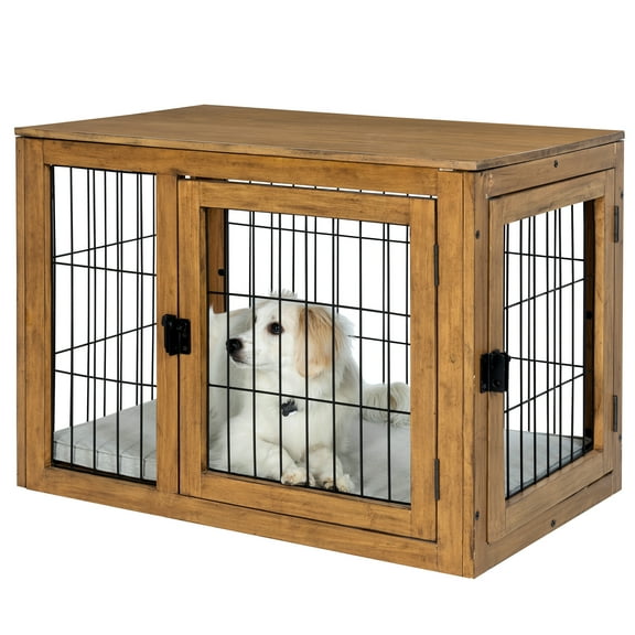 PETMAKER Furniture-Style Dog Crate with Double Doors and Cushion (Natural)