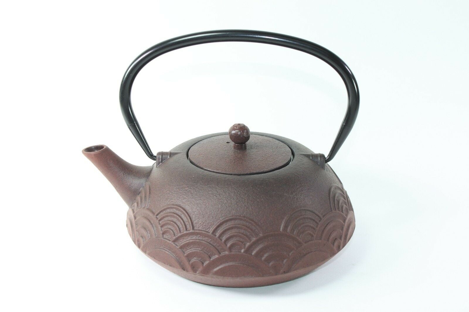 24 fl oz Brown Seamless Wave Japanese Cast Iron Teapot Tetsubin