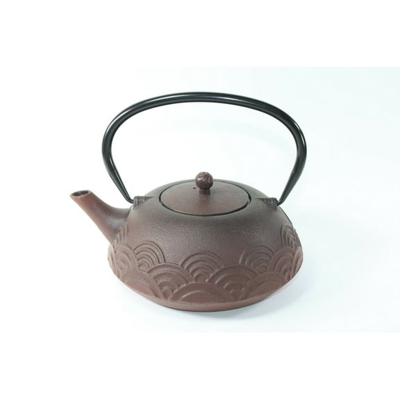 24 fl oz Brown Seamless Wave Japanese Cast Iron Teapot Tetsubin Infuser Filter F15595