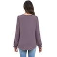 thumbnail image 3 of WIHOLL Blouses for Women Lace V Neck Long Sleeve Shirt Boho Dressy Casual Fall Tops Mocha Grey Purple, 3 of 9