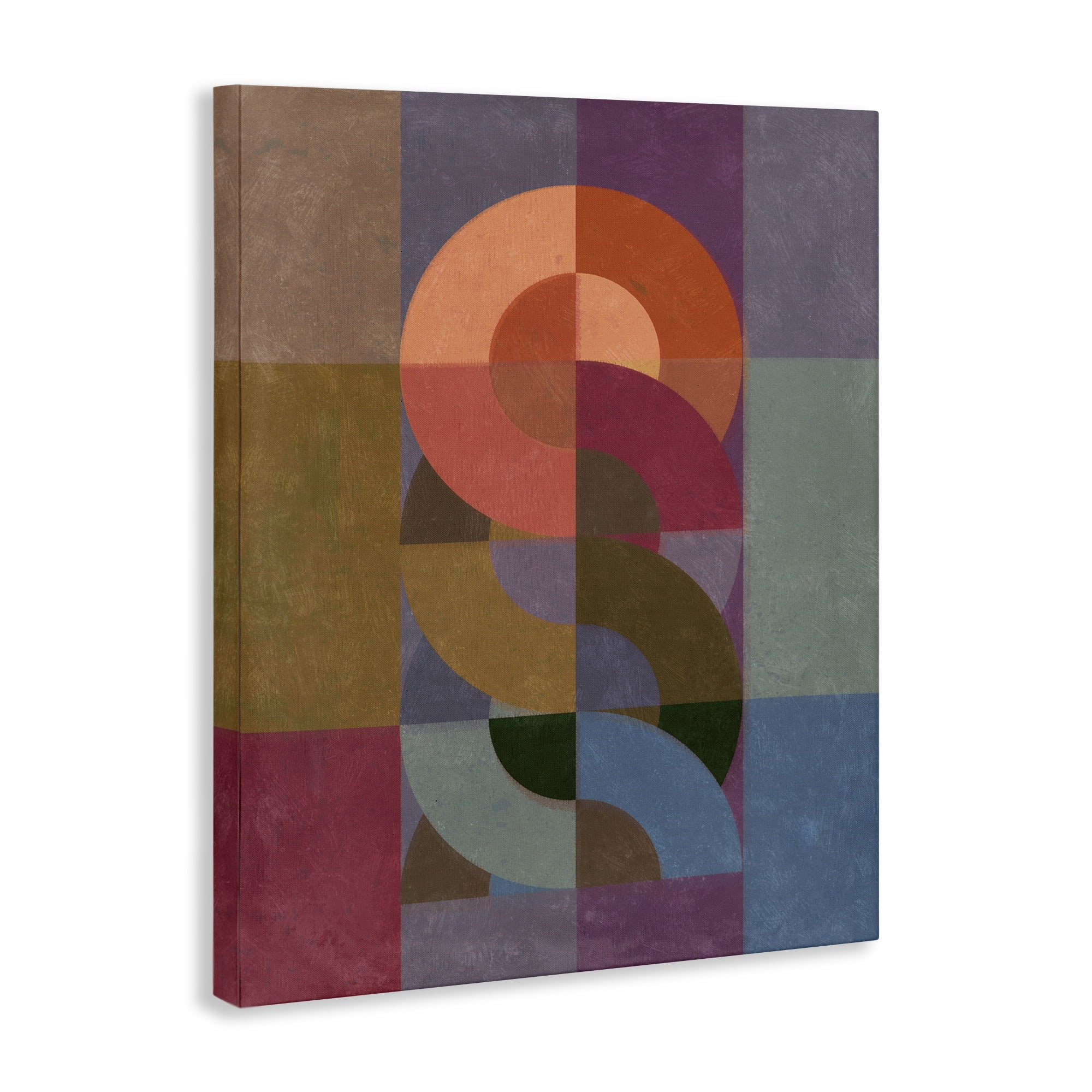 Stupell Industries Retro Interlocking Circles Abstract Painting Wrapped Canvas Art Print Wall Art, 16 x 20