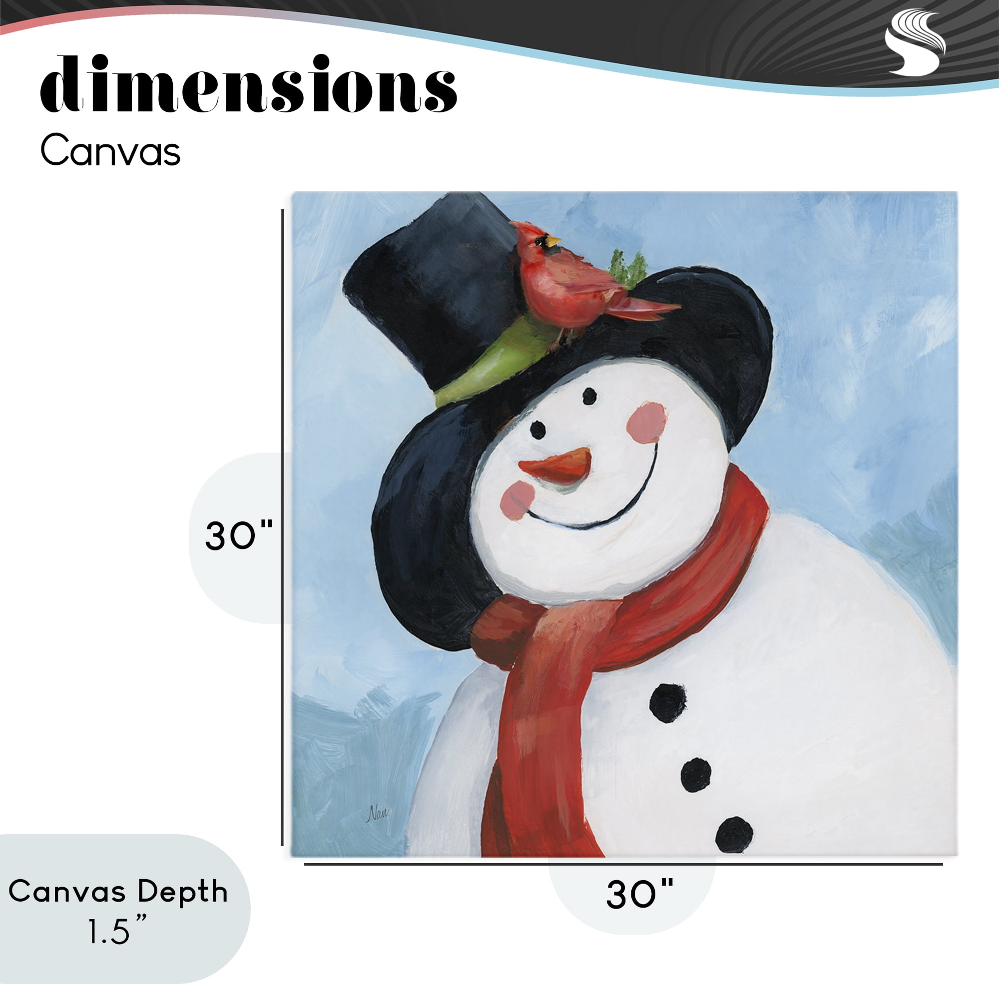 Stupell Industries Cheerful Snowman with Cardinal Canvas Wall Art, design by Nan