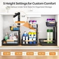 thumbnail image 5 of Under Sink Organizer, Adjustable Height, 2 Tier Pull Out Under Cabinet Organizer, Slide Out Thickened Metal Under Sink Storage for Kitchen Bathroom Laundry Pantry Cabinet, Black, Small-2-Pack, 5 of 9