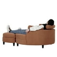 thumbnail image 6 of 51"W Accent Barrel Chair with Half Moon Storage Ottoman, Upholstered Corduroy Single Sofa with 3 Pillows, Adjustable Headrest and Side Tray, Lounge Chair for Living Room,Bedroom,Hotel, Orange, 6 of 9