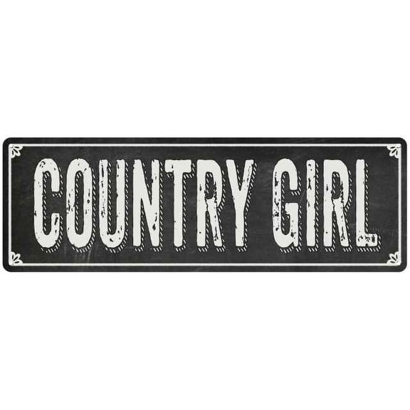COUNTRY GIRL Shabby Chic Black Chalkboard Metal Sign 6x18 Decor 206180050023