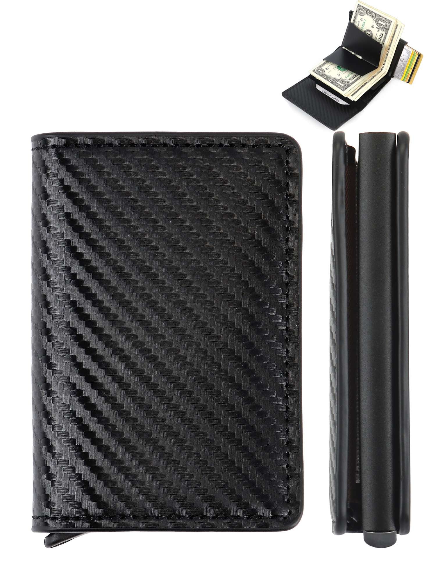 Gustave Men's RFID Blocking Wallet PU Leather Slim Bifold Wallet Carbon ...