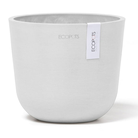 Ecopots Oslo Mini Durable Modern Round Indoor/Outdoor Recycled Based Composite Flower Pot Planter, Pure White, 6"