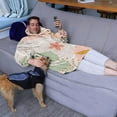 thumbnail image 3 of Wearable Oversized Blanket,Orange Boho Plant Pattern Wearable Blanket Hoodie for Adults,Cozy Hooded Blankets with Super Pockets,Super Warm Fuzzy Pullover for Women & Men, 3 of 6
