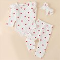thumbnail image 2 of NOLDARES Newborn Baby Girl Clothes Romper Flare Pants Set Headband 3Pcs Infant Fall Winter Outfits 0 3 6 9 12 18 24 Months,White,3-6 M, 2 of 6