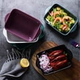 thumbnail image 3 of Practical Oven Cake Pan Ceramics Baking Tray Rectangular BBQ Plate Non-stick Bread Baking Tray with Binaural Handle Household Bakeware for Home Kitchen (Green), 3 of 8