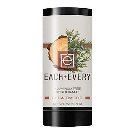Each & Every All Natural Aluminum Free Deodorant for Men and Women â?? Cruelty Free Vegan Deodorant with Essential Oils, Non-Toxic, Baking Soda Free, Cedarwood, 2.5
