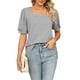 thumbnail image 1 of Camiseta casual para mujer Mangas cortas abullonadas Color puro Suelto Top de verano para uso diario Gris M, 1 of 7