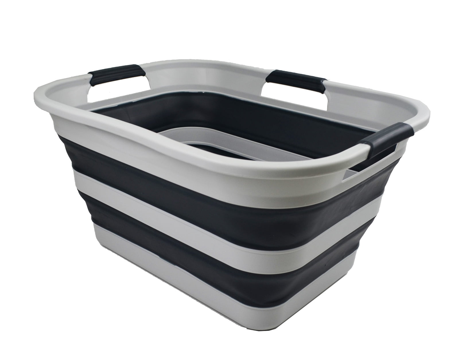 SAMMART 30L(8 gallon) Collapsible Plastic Laundry Basket - Foldable Pop Up Storage Container/Organizer - Space Saving Hamper/Basket - Water Capacity 24L(6.3 gallon)
