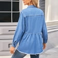 thumbnail image 7 of Wiyuqeen Womens Button Down Jean Tunic Elegant Pleated Waist Denim Coat Soft Lightweight Long Jean Jackets Lapel Long Sleeve Denim Shirt, 7 of 7