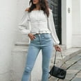 thumbnail image 4 of Off Shoulder Tops,Women Off Shoulder Long Pure Color Shirt Lace Up Blouse True Excellence, 4 of 6