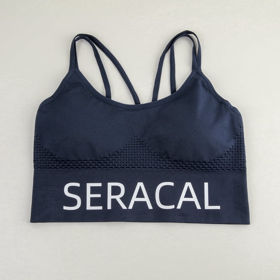 SERACAL Sports cami Bras Pack for Women-Basic V-Neck Padded Seamless Bras with No Underwire Support Wide Strap Mesh Breathable Fitness Workout Yoga Bra
