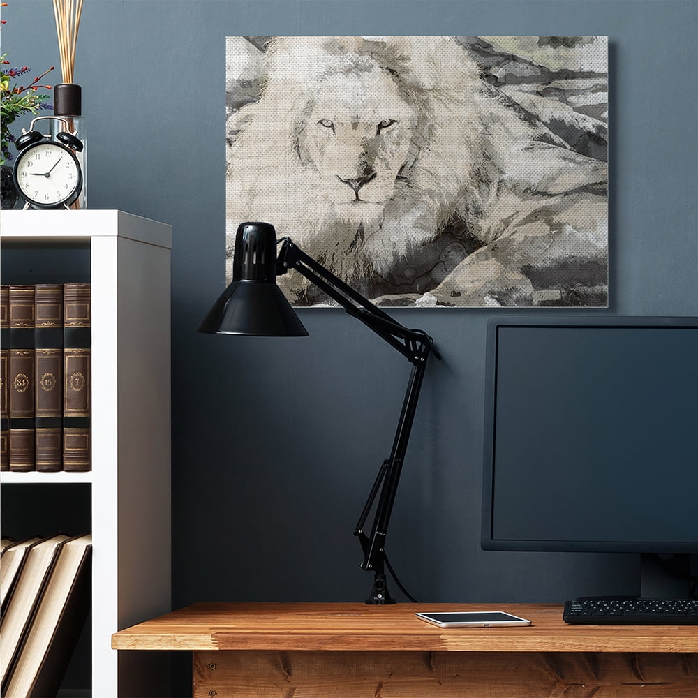 Stupell Industries Abstract Sepia Tone Jungle Lion Animal Portrait Canvas Wall Art by Daphne Polselli