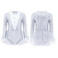 thumbnail image 7 of Aislor Feather Tutu Dress for Girls Hip Hop Latin Jazz Dance Leotard Shiny Ballet Dancewear Ballerina Outfit White 14, 7 of 7