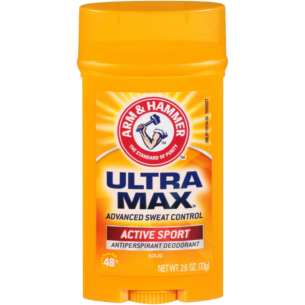 ARM & HAMMER Ultra MAX Deodorant Active Sport Solid Stick 2.6oz Made with Natural