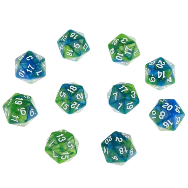 10x Dados D20 Dados poliédricos Accesorio Juguetes Accesorios de regalo para juegos de azar Verde púrpura Sunnimix Dados poliédricos
