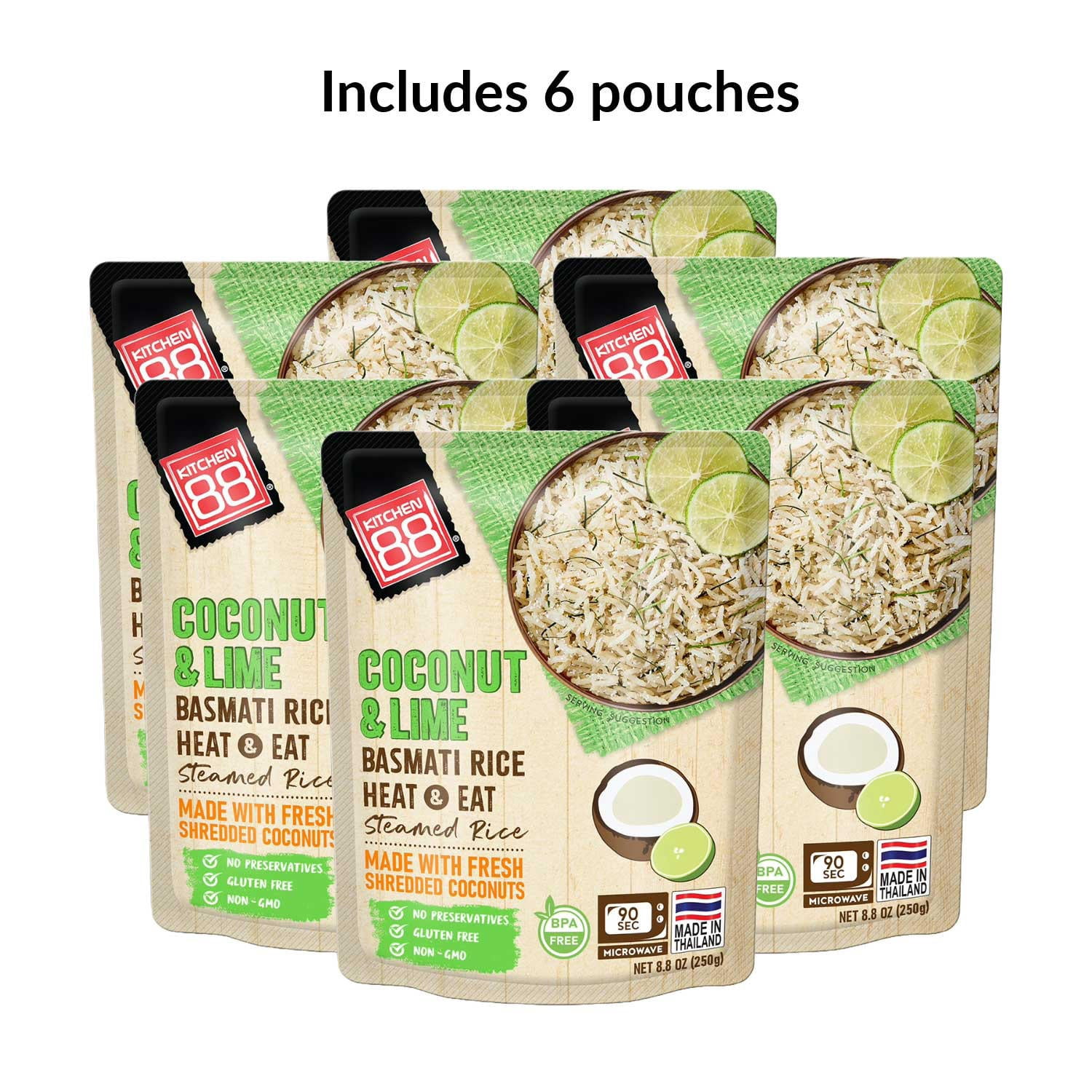 Kitchen 88 Coconut Lime Rice, 8.8 Ounce (Pack of 6)