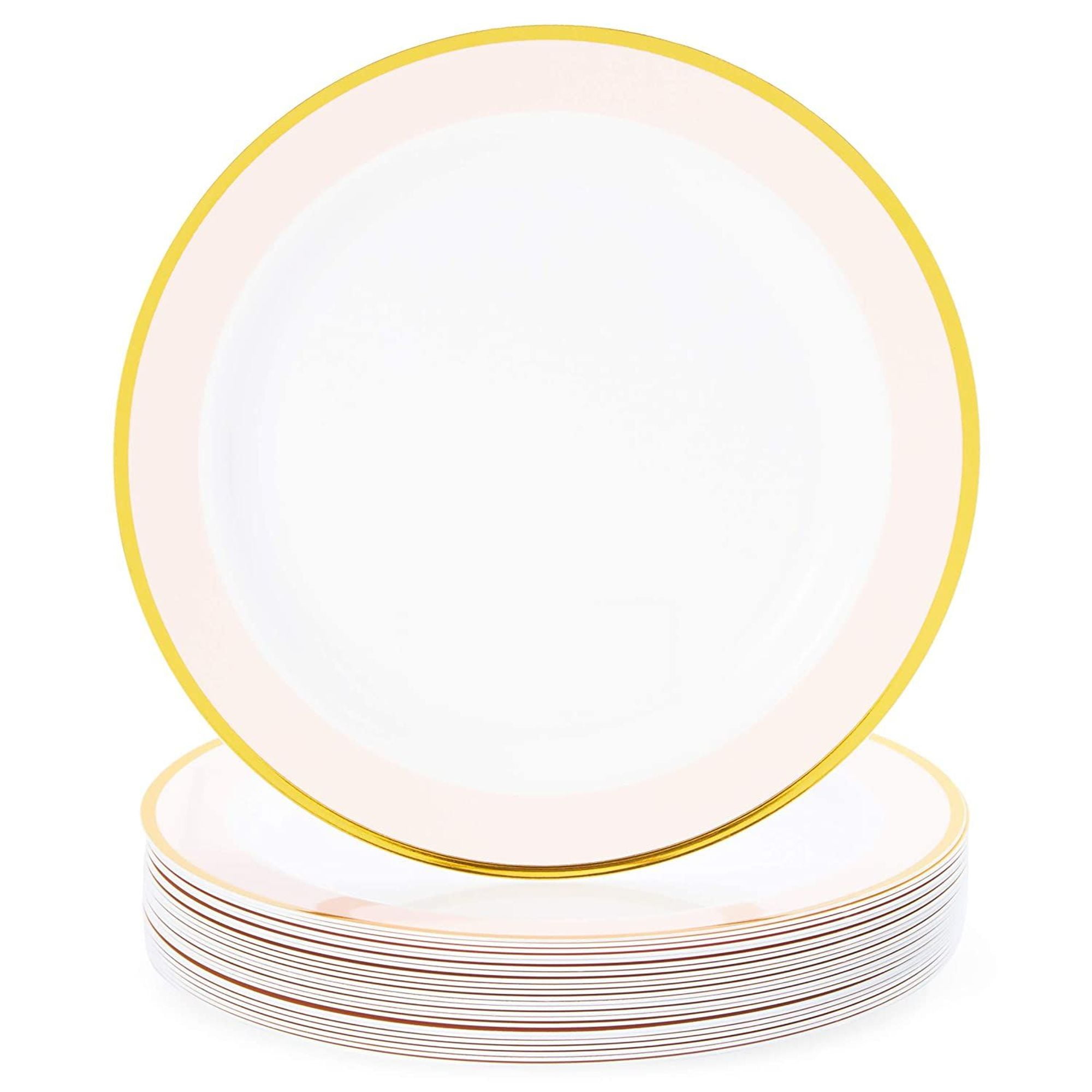 24Pack Baby Pink Party Supplies, Disposable Plastic Dinner Plates with