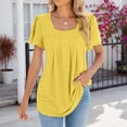 thumbnail image 6 of SNKSDGM Women's Plus Casual Easter Shirts Summer Tops for Women 2025 Vacation 3/4 Sleeve Womens Summer T Shirt Square Neck Hollow Pleated Loose Top Women's Tops Plus Size 4X, 6 of 8