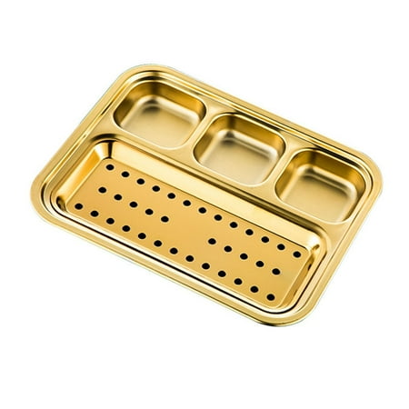 

Stainless Steel Sauce Dish Seasoning Dish Snack Plate Divided Food Dipping BBQ B