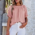 thumbnail image 6 of Off The Shoulder Short Sleeve for Women Summer Blouses Dressy Casual Boho Stretch Tops Pink L, 6 of 6