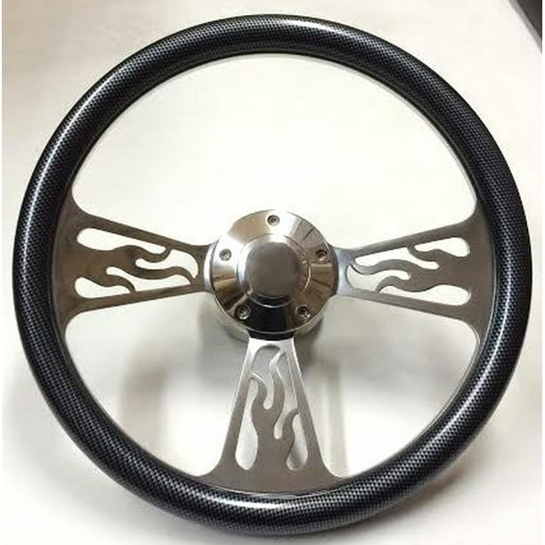 5557 Ford Thunderbird Flame Steering Wheel 14 Inch Aluminum with Carbon Fiber Wrap Walmart
